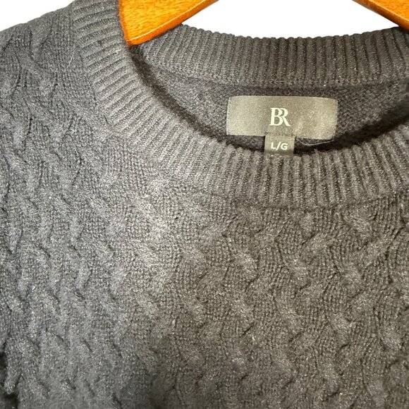 Banana Republic Men's 100% Cashmere  Sweater Crew Neck Cable Knit Thick Black L - Picture 3 of 8
